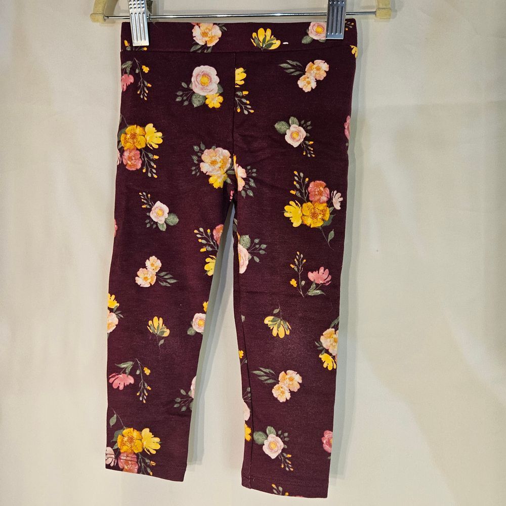 Garanimals‎ Burgundy Floral Print Leggings Comfortable Stretch Pants 2T/NP2